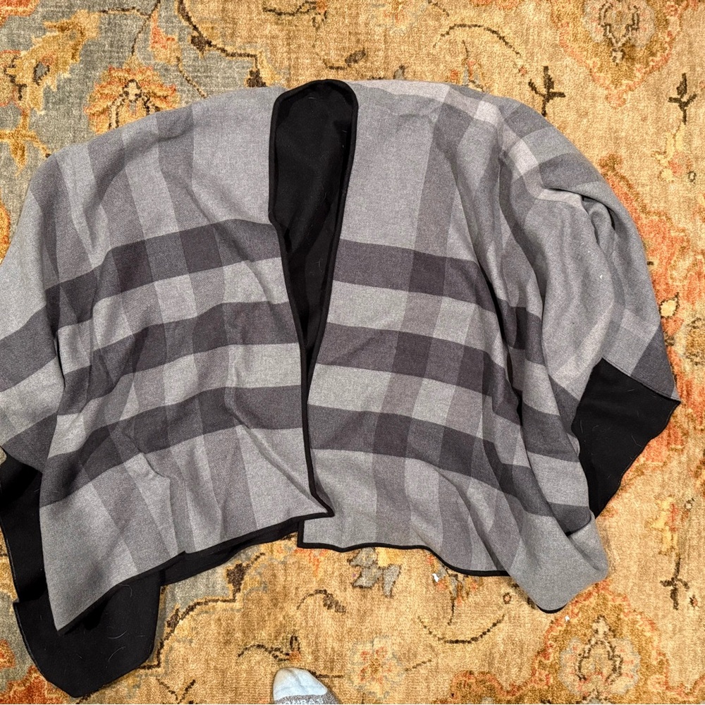 Burberry Gray and Black Checkered Cape/Poncho